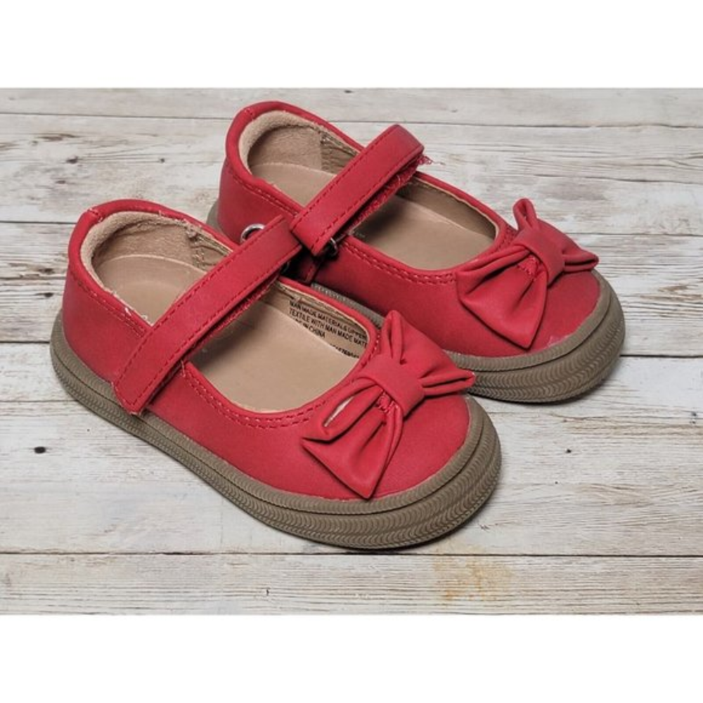 Cat & Jack Shoes Infant Red‎ Mary Jane Shoe With Bow Size 4 Dress Casual